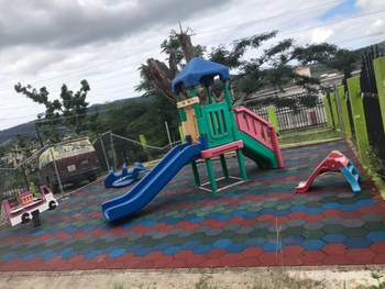 Hexagonal floor tiles on Puerto Rico outdoor playground