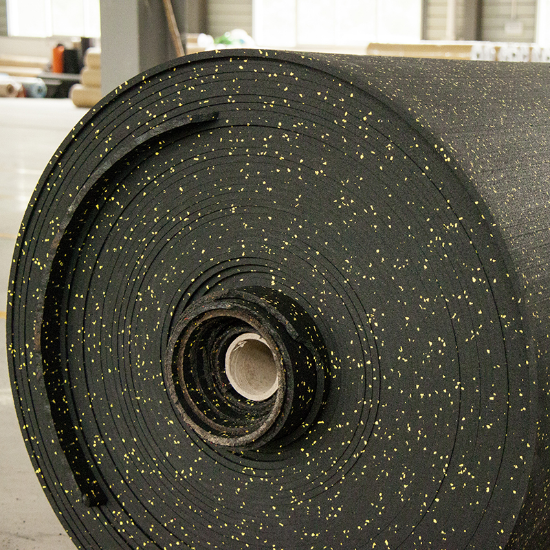 Black SBR granules +50% EPDM mixed color dots rubber roll flooring